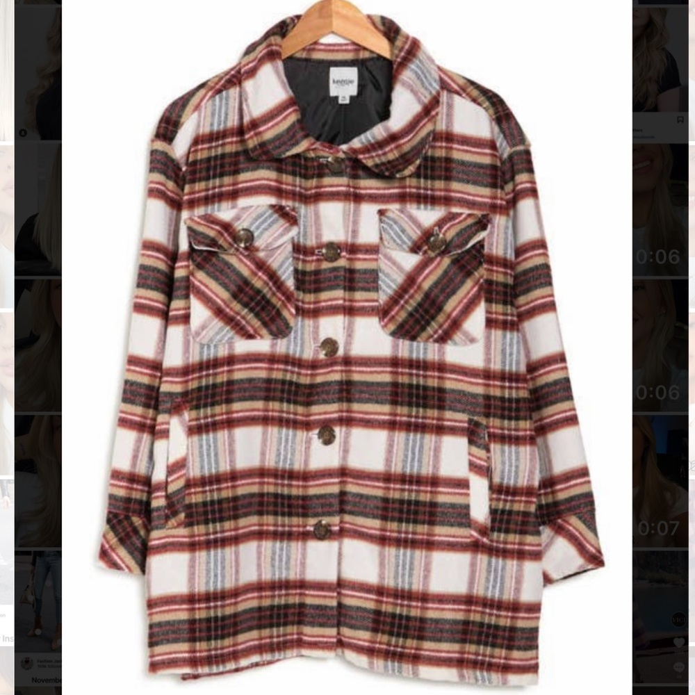 Kensie Autumn Spice Plaid Shacket